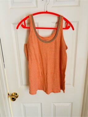 Lane Bryant Striped Tank with Gold Trim